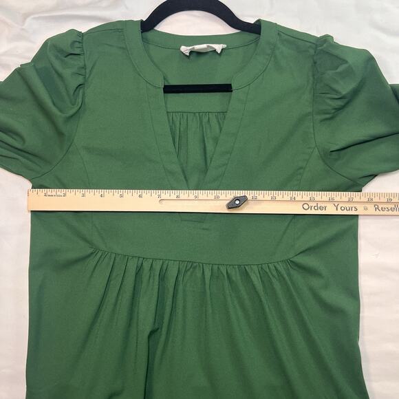 Tuckernuck Pomander Place Kenzo Dress Size S Hunter Green Crepe V Neck Tiered - Picture 8 of 16